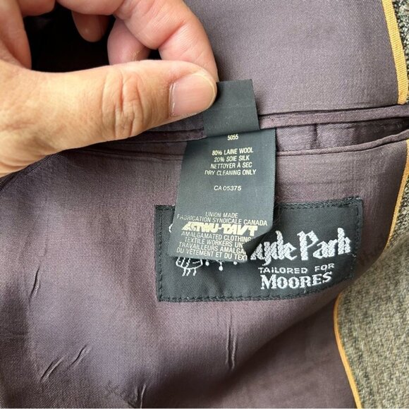 Vintage  Hyde Park Moores Union Made Striped Wool Silk Blend Blazer - Picture 11 of 15